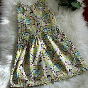 Girls Adorable Ruffle Collar Damask Print Dress Minimal Classic Style Size 4
